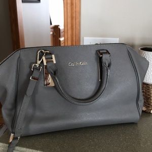 CALVIN KLEIN gray/silver satchel